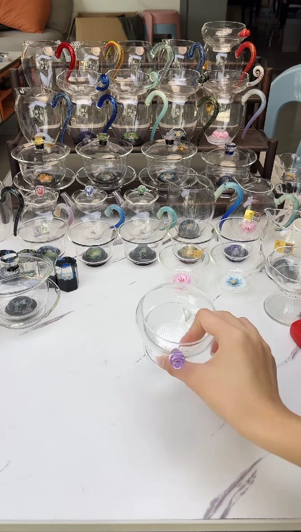 手工艺品玻璃禾器奉珠茶漏紫色普通盒