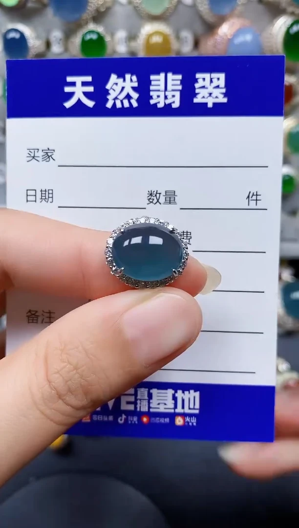 翡翠戒指银S925镶嵌22
