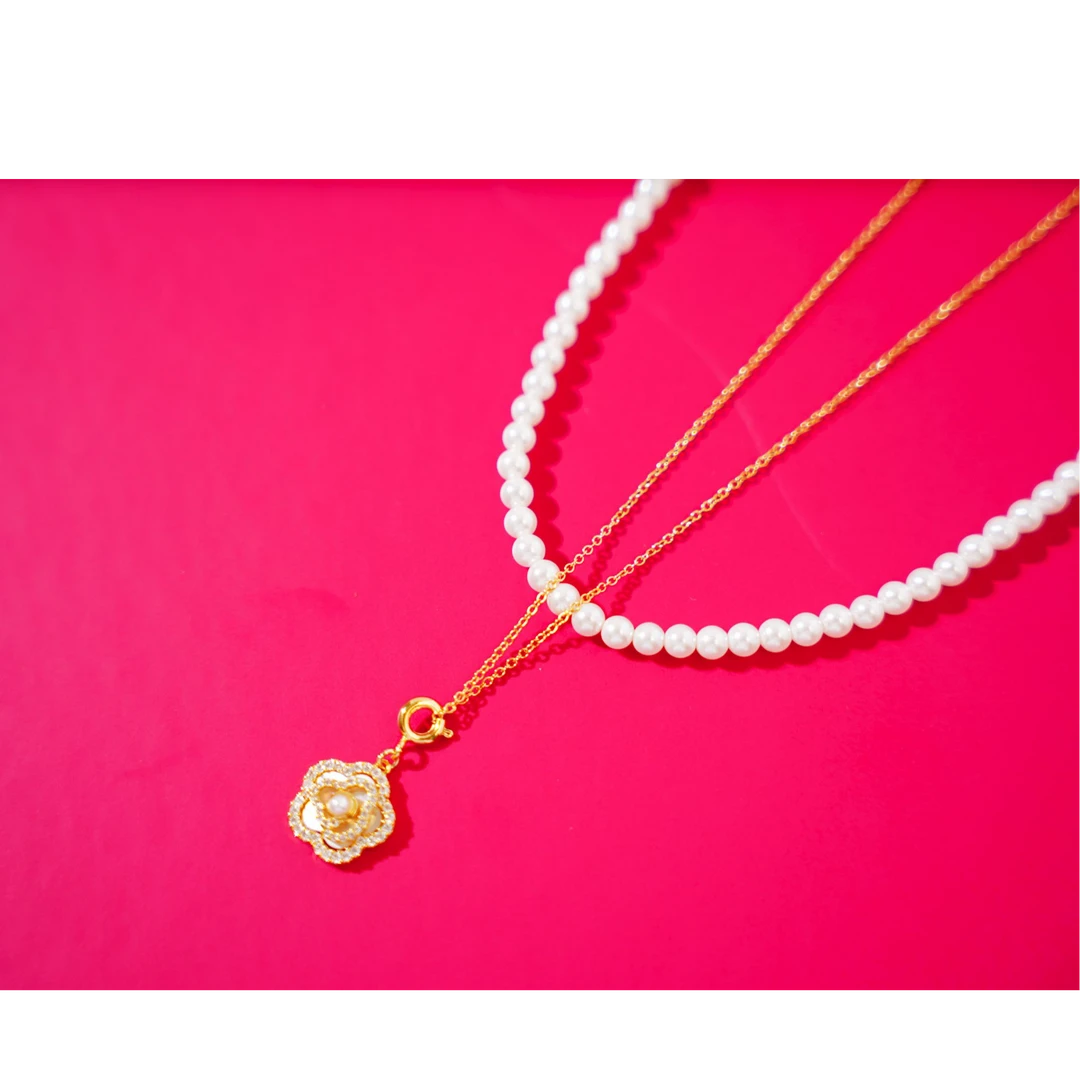 珂莱蒂尔定制项链仙女星月神珍珠时尚二合一领针项链气质百搭