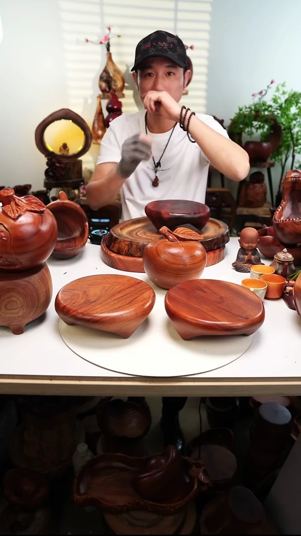 木香樟木摆件/三足墩子