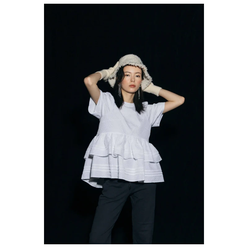 【MonTendre】纯色 B 夏季新款休闲时尚气质泡泡袖洋气蛋糕裙上衣
