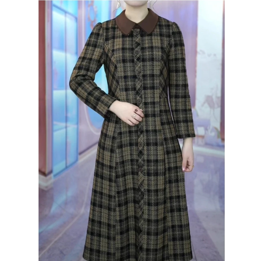 2025春季长袖时尚妈妈装时尚洋气显瘦连衣裙优雅修身气质