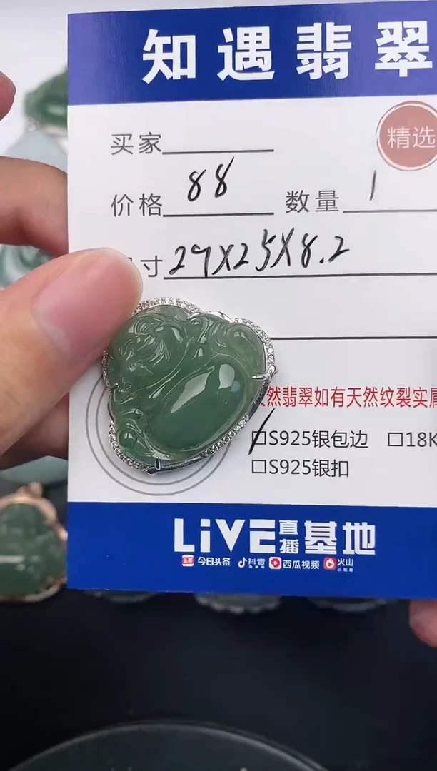翡翠银S925镶嵌颈饰挂件