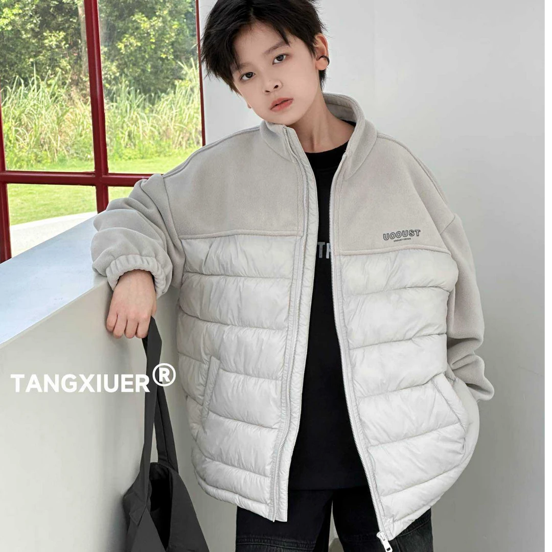 男童秋冬外套中大童男孩夹棉加厚校服神器外套宽松2025新款DW5261