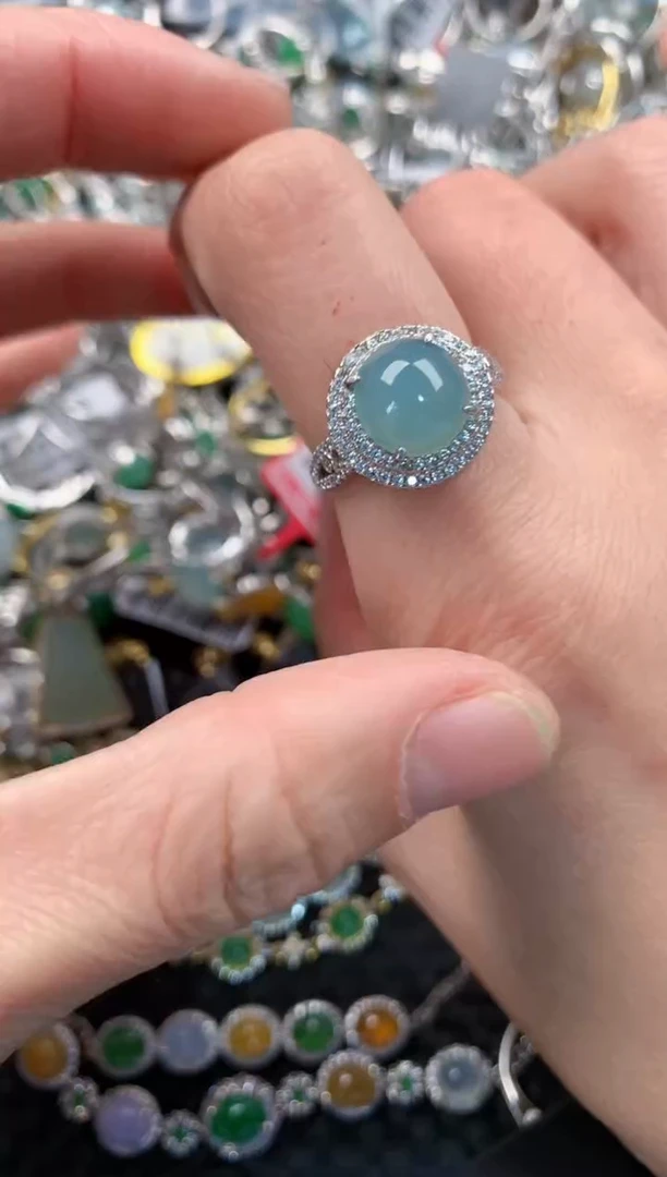 银S925镶嵌戒指翡翠444   9