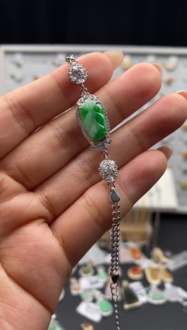 银S925镶嵌戒指翡翠天然A货翡翠