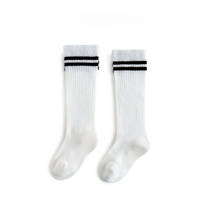 儿童夏季薄款小腿袜学生袜纯棉白色学院风儿童袜子运动条纹宝宝袜