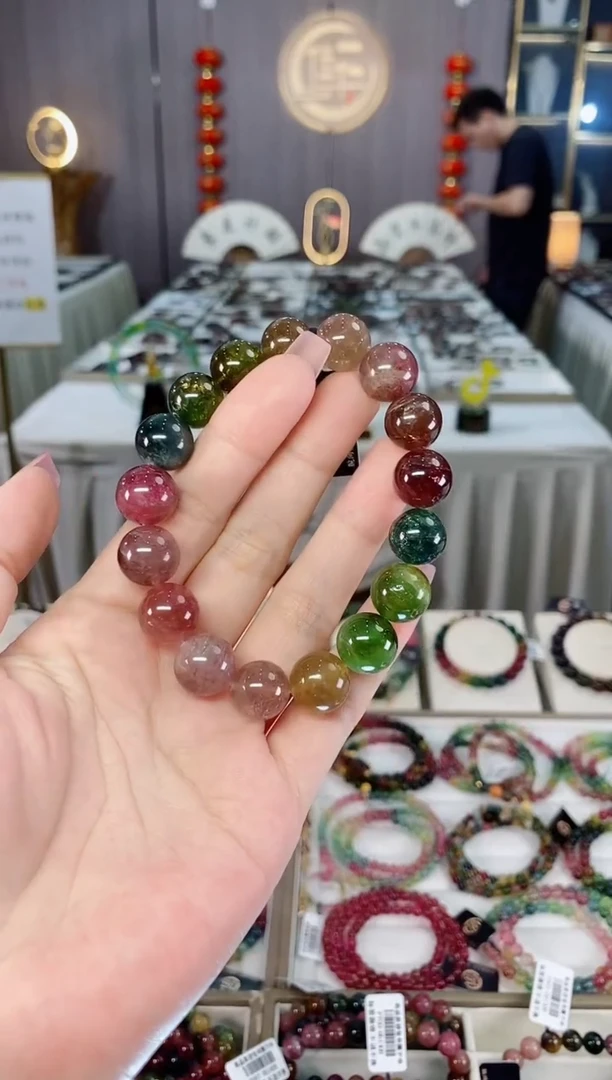 未镶嵌老矿碧玺单圈手串12mm+碧玺hon多样性发货一条