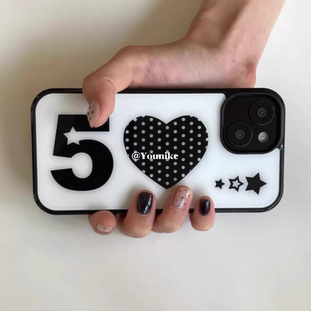 黑边滴胶我爱星星适用苹果16pro/iPhone15p/14手机壳13防摔12情侣