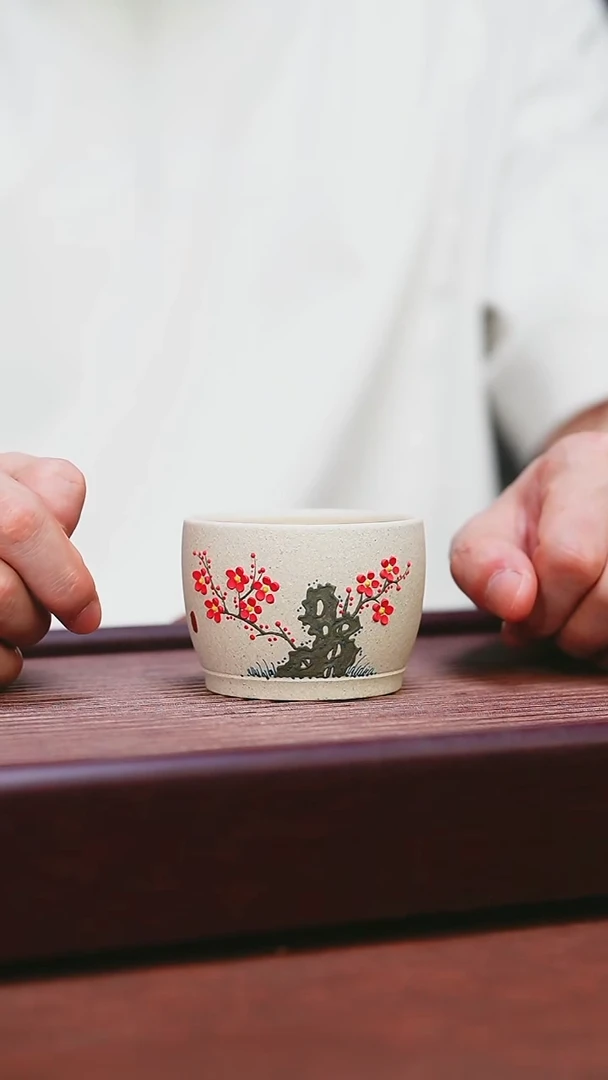 紫砂公道杯宜兴原矿紫砂   白段红梅