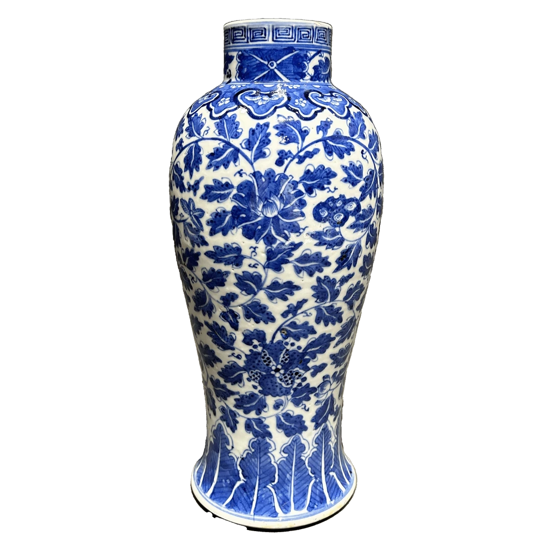 25199906g青花缠枝花卉纹鸡腿瓶