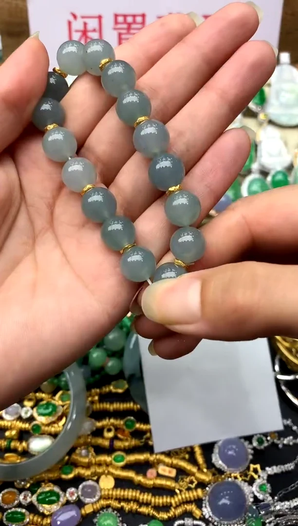 足金镶嵌手串翡翠175-中国好珍宝