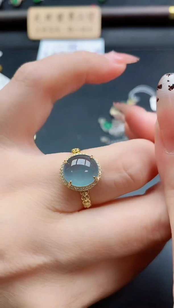 银S925镶嵌戒指翡翠1