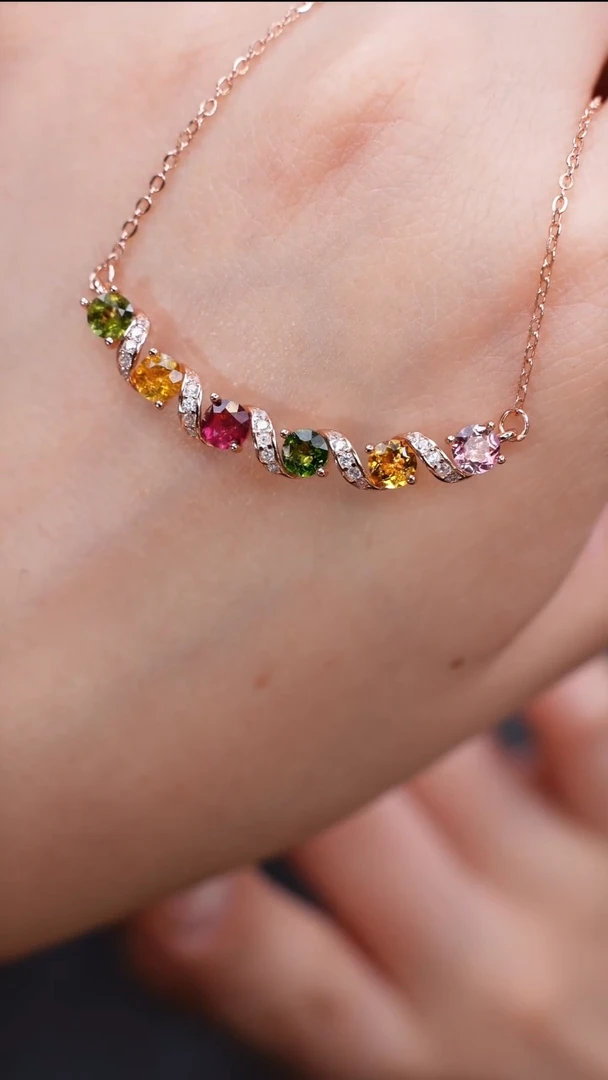 颈饰银S925镶嵌碧玺颈饰