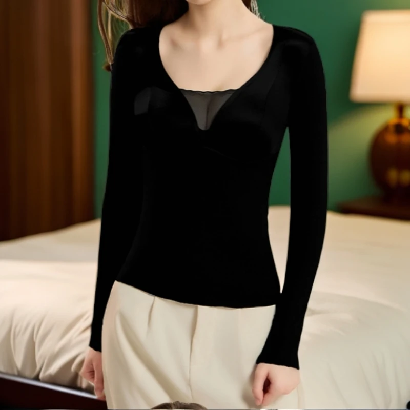 【小妹轻奢女装】秋冬绵羊毛蚕丝保暖长袖罩杯一体保暖内衣XM2688