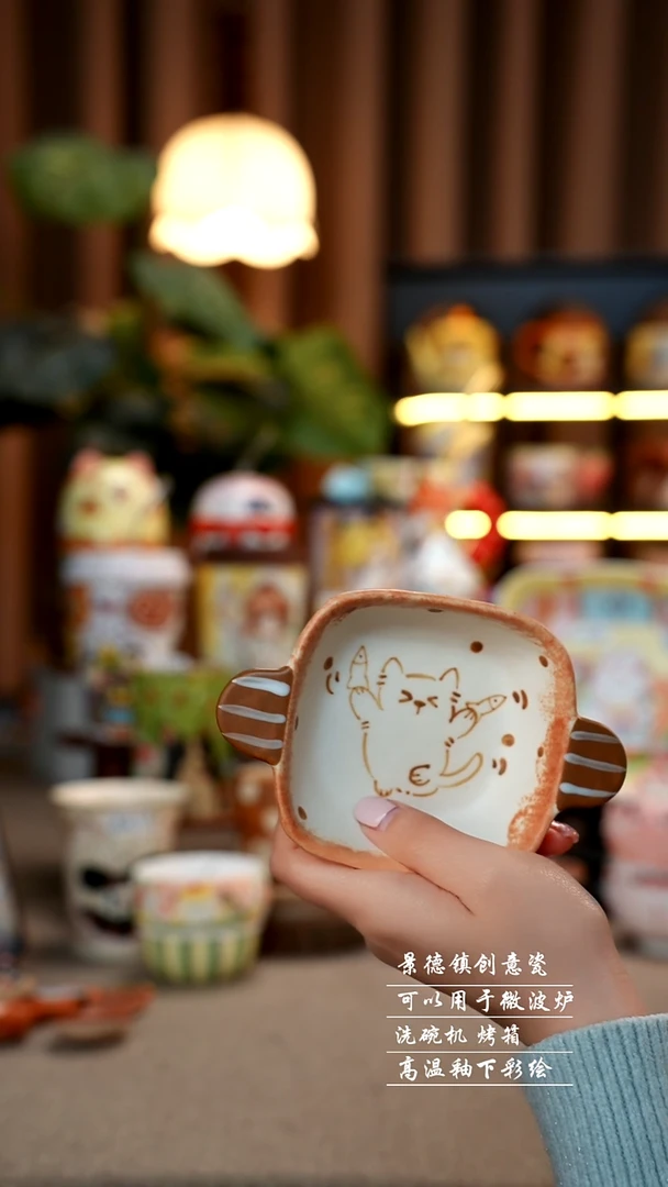小猫景德镇手工手绘陶瓷