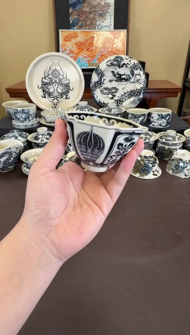 二号釉杂宝金刚杵六方杯