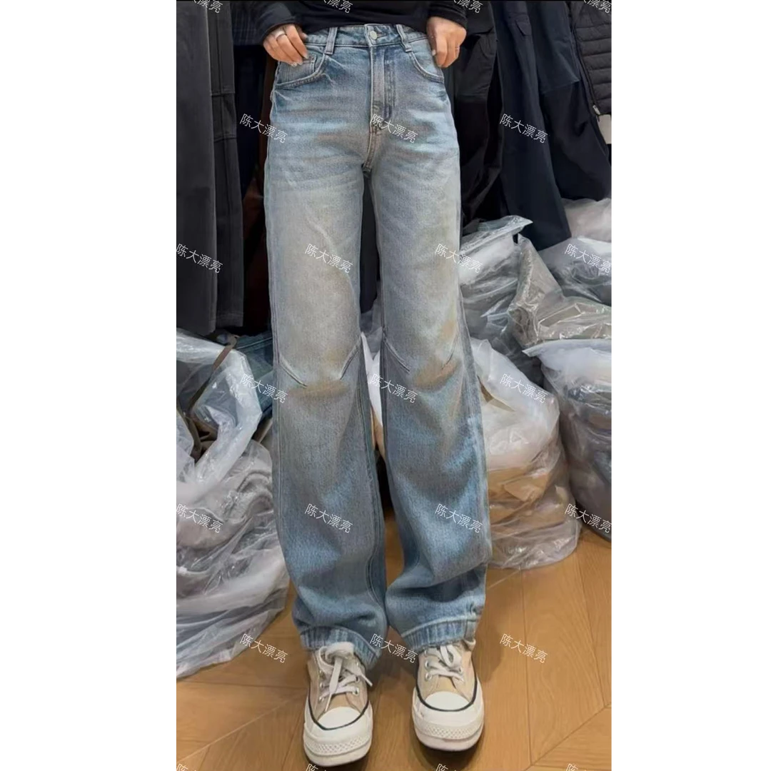 CD/PL*秋冬新款6283后兜立体牛仔裤女直筒窄版中高腰加绒款