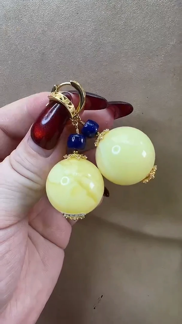 琥珀颈饰未镶嵌耳环