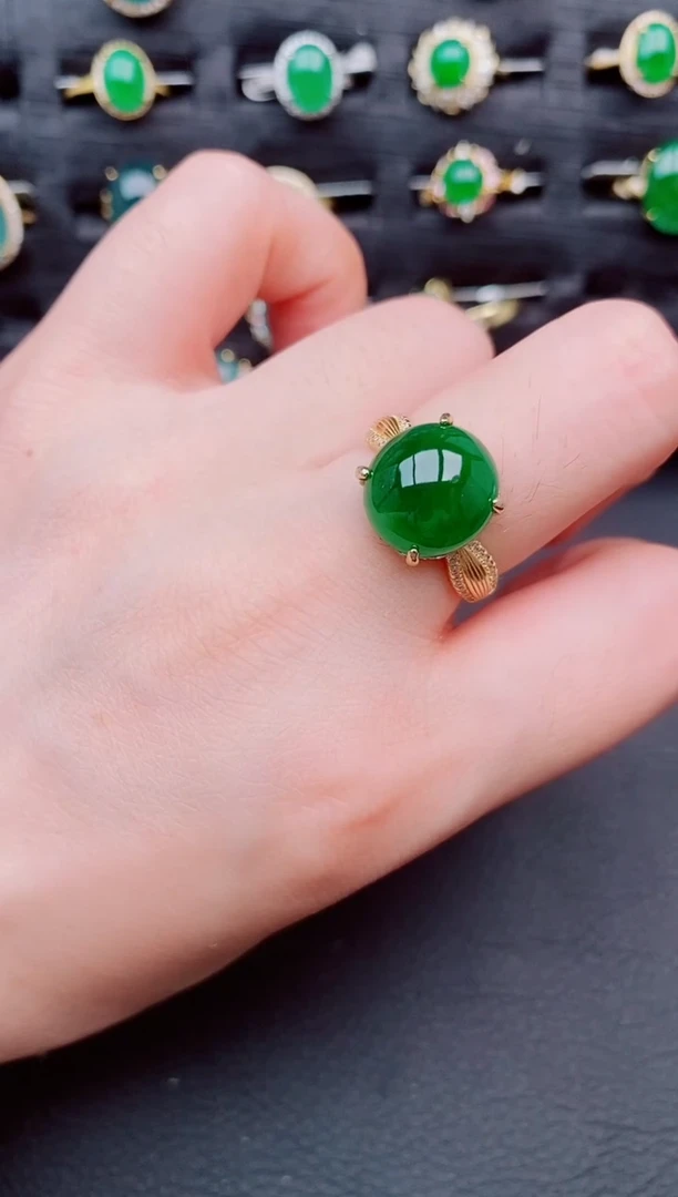 翡翠戒指银S925镶嵌天然a货翡翠527