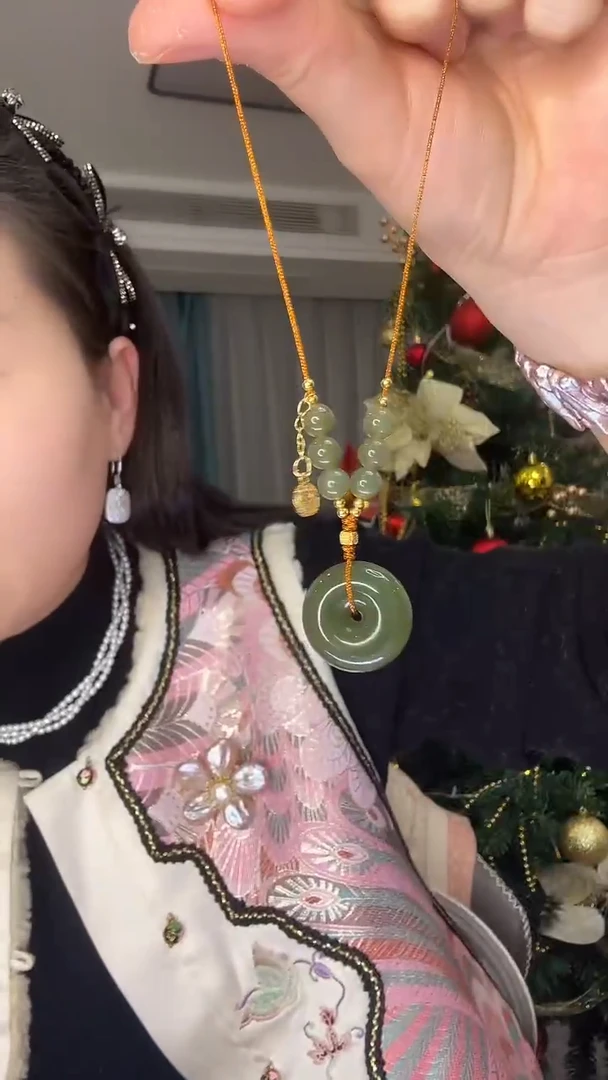 毛衣链未镶嵌和田玉（糖玉）平安扣手编款毛衣链