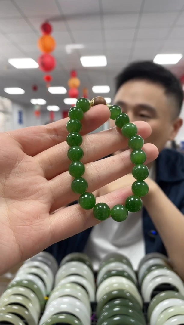 手链未镶嵌和田玉碧玉卡10手串一条