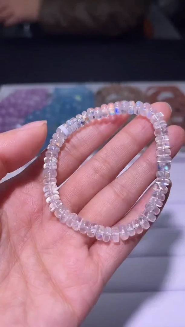 未镶嵌手链长石J017-6mm马岛月光算盘珠单圈-多样性发其一