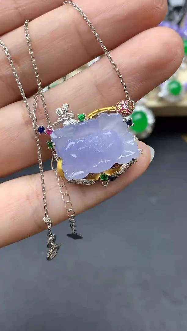 翡翠18K金镶嵌颈饰653中国好珍宝