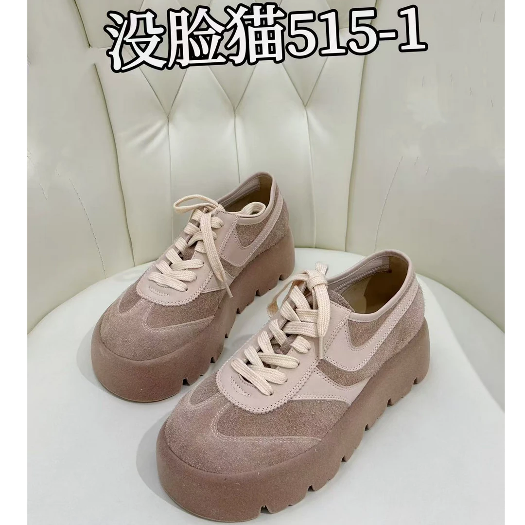 没脸猫2025春季厚底百搭女士舒适低帮系带圆头休闲鞋515-1