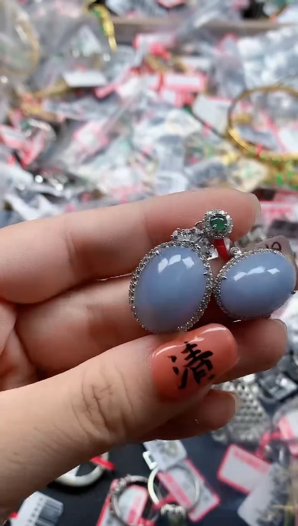 银S925镶嵌戒指翡翠天然A货缅甸翡翠