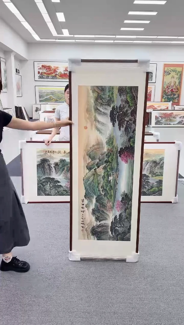 国画手绘现画 旭日东升 150*59