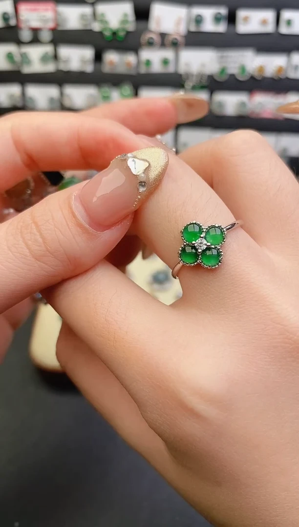 银S925镶嵌戒指翡翠0