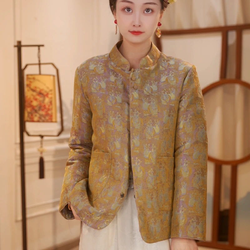 新中式国风立领百搭保暖棉服外套2025早秋新款外套-5556-苏苏