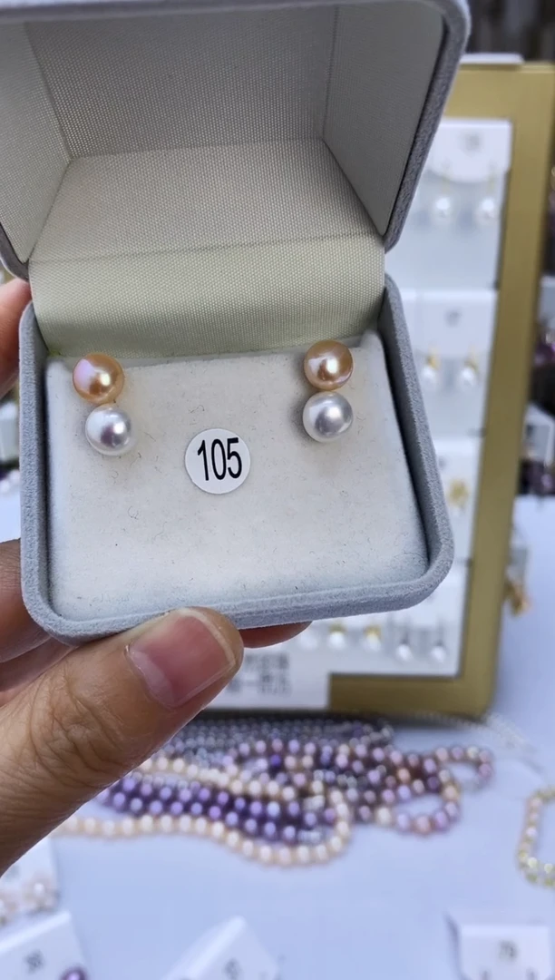 银S925镶嵌耳饰淡水珍珠105