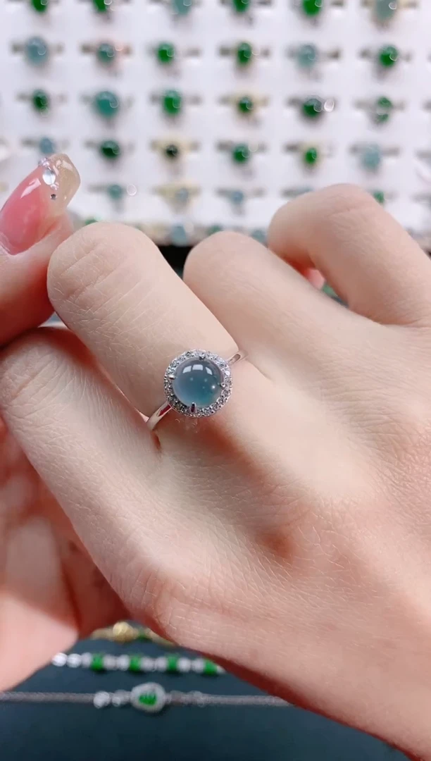 【闪购商品】翡翠戒指银S925镶嵌天然翡翠