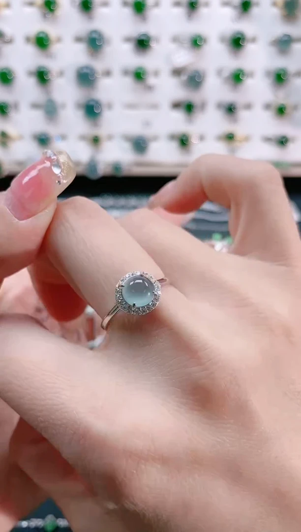 【闪购商品】翡翠戒指银S925镶嵌天然翡翠