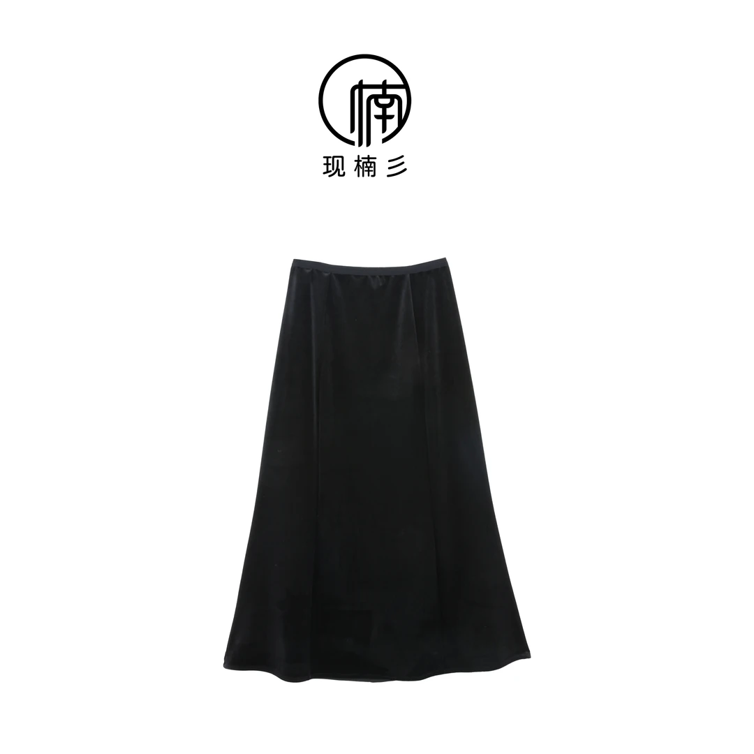 NANJIE/楠姐【深夜寄曲】阳光天鹅绒时尚丝绒长款半身裙XNS6165