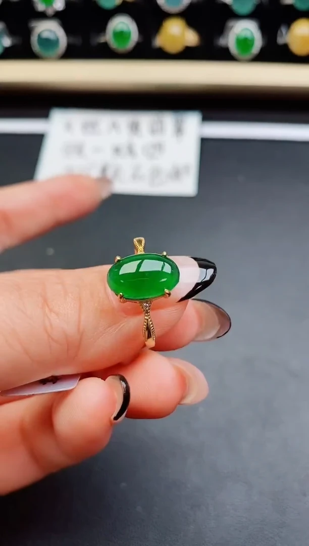 翡翠戒指银S925镶嵌508050
