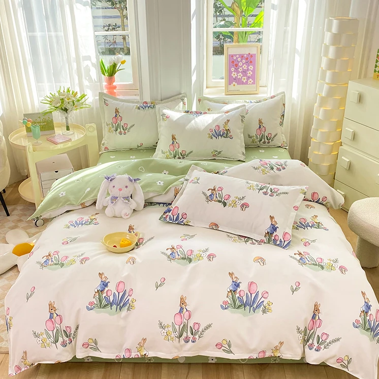 斜纹磨毛加厚四件套秋冬加厚保暖磨毛三件套床上用品 彼得兔YY