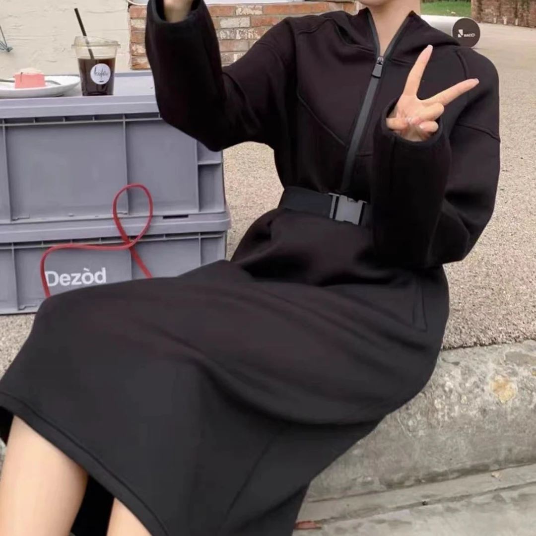 678#连帽卫衣裙连衣裙女春秋2025新款收腰显瘦气质休闲洋气爆款