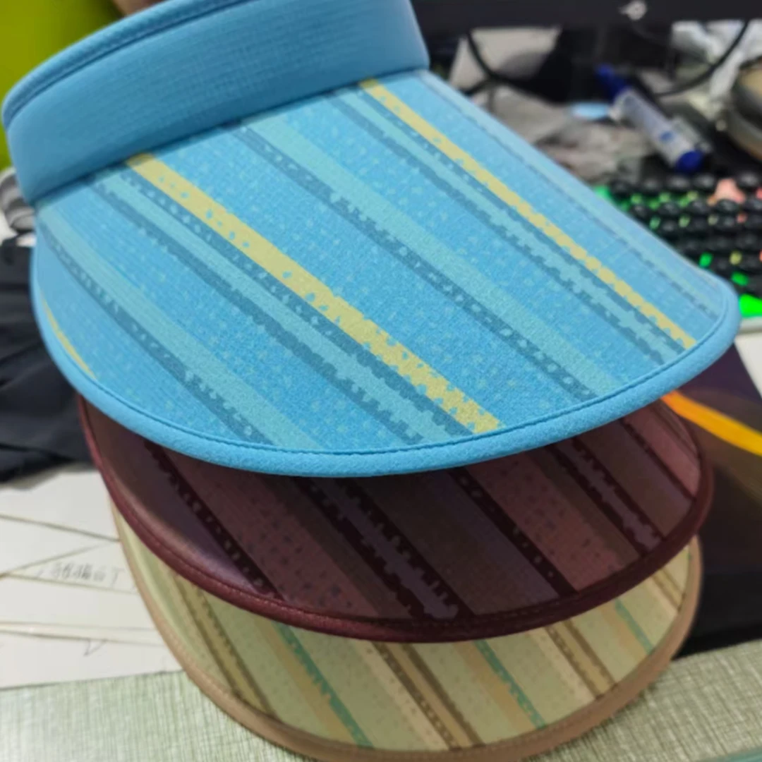 防晒条纹黑胶空顶帽