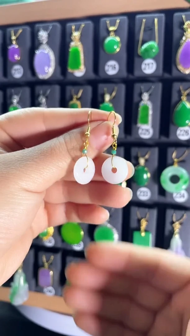 【闪购商品】和田玉耳饰银S925镶嵌039