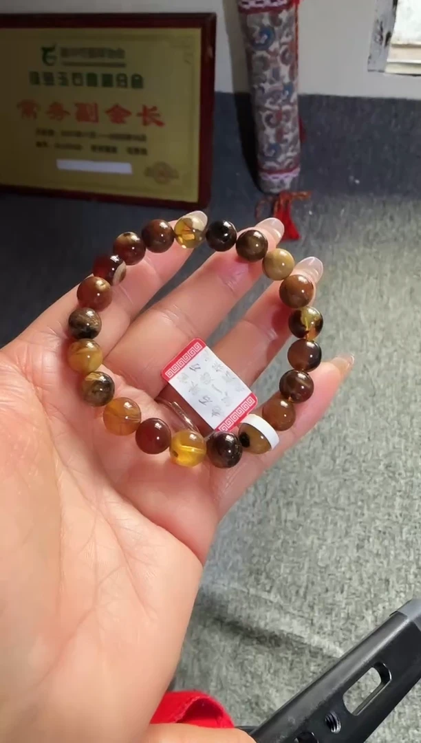 手串琥珀未镶嵌#41微瑕缅甸琥珀溶洞手串9mm