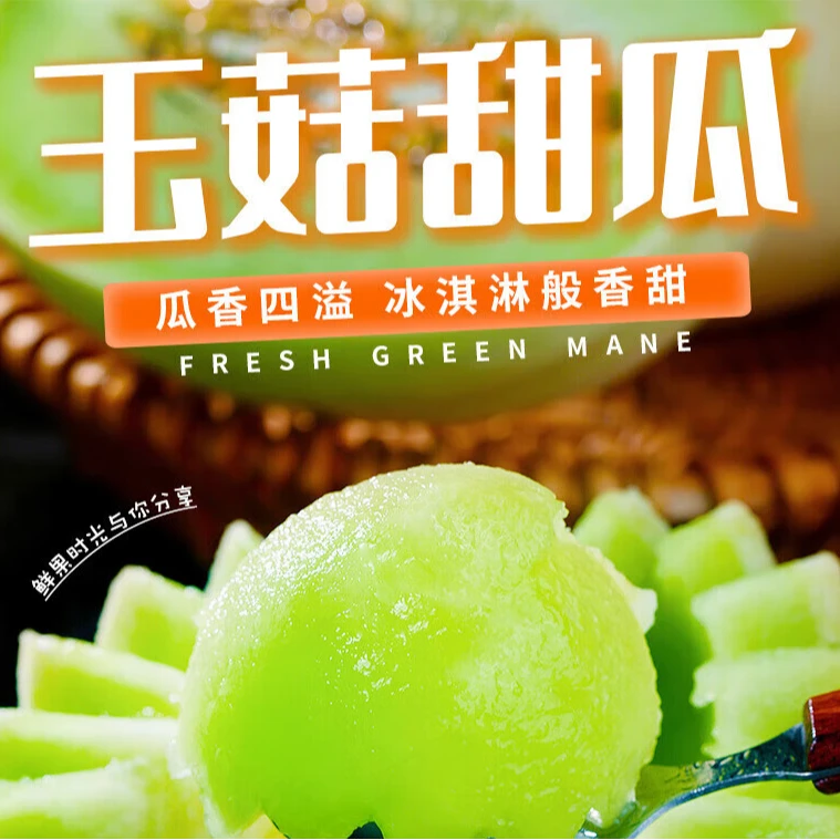山东玉菇甜瓜头茬冰激凌新鲜水果当季现摘香瓜软糯香甜网红水果