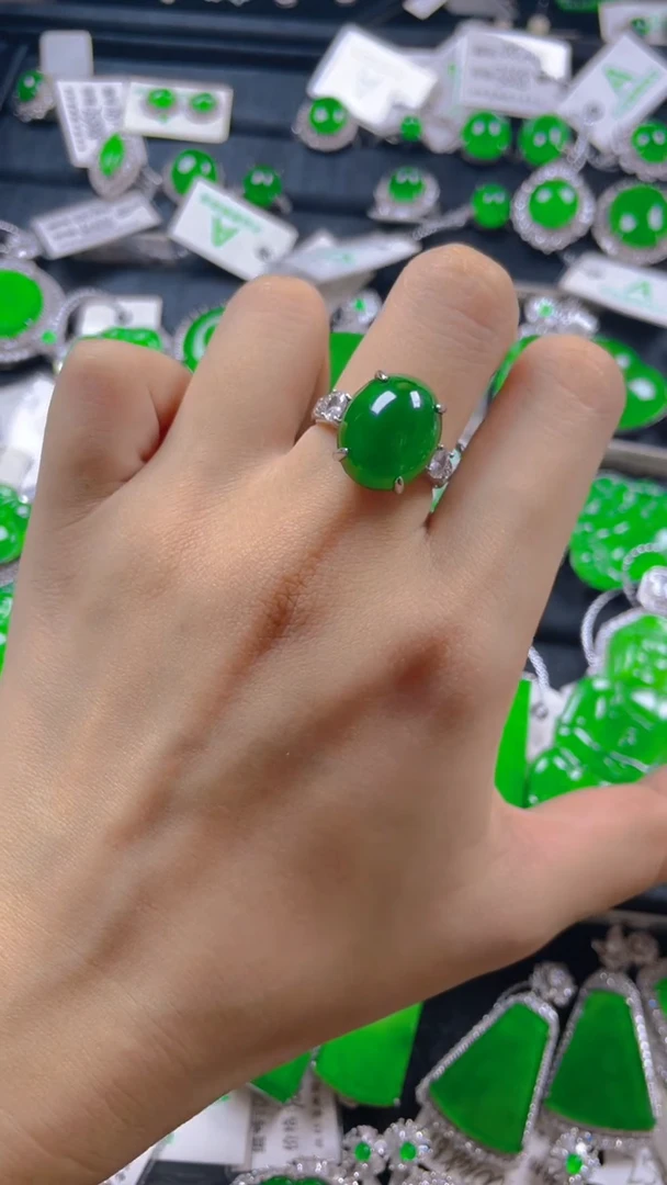 银S925镶嵌戒指翡翠11