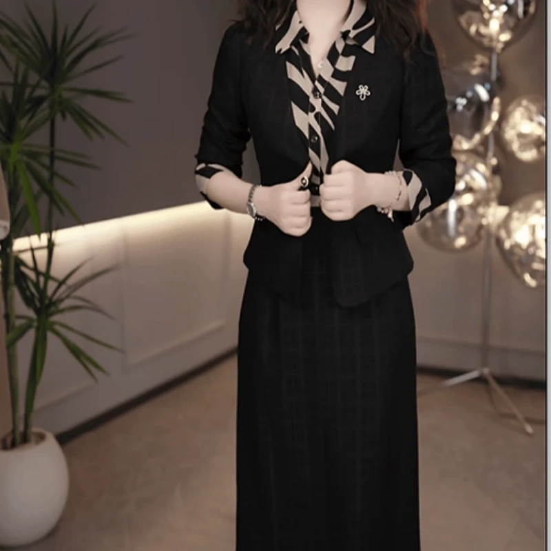 A474【外套+连衣裙】2025早秋新款时尚优雅气质高端连衣裙两件套