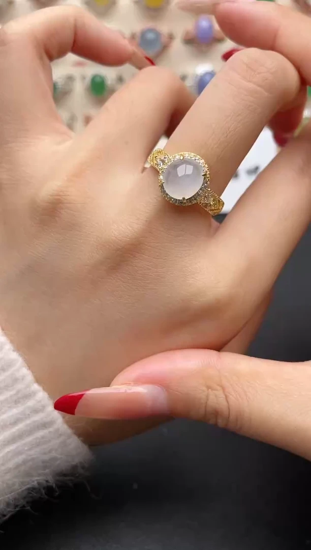 【闪购商品】翡翠戒指银S925镶嵌一物一证一礼盒