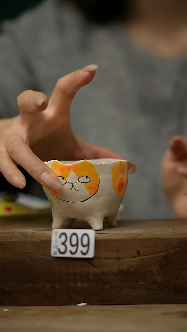 【闪购商品】瓷片设计师款四脚猫杯