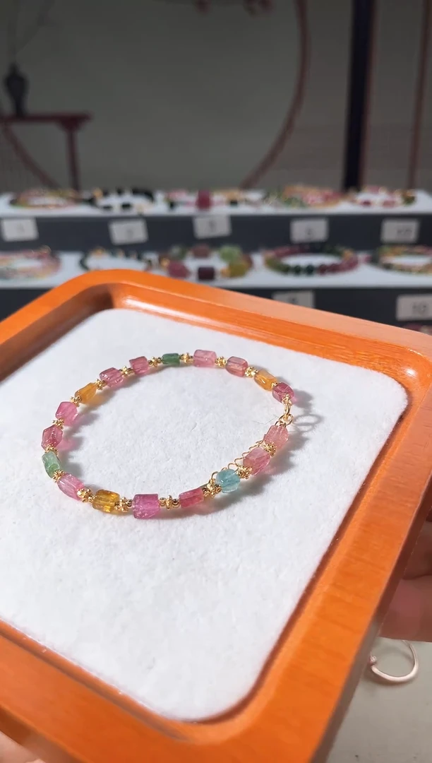 手链银S925镶嵌碧玺手链