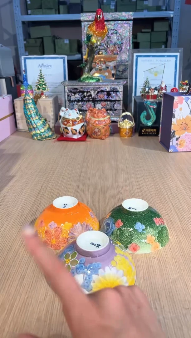 【闪购商品】杯45虹月窑饭碗（绿橙紫）